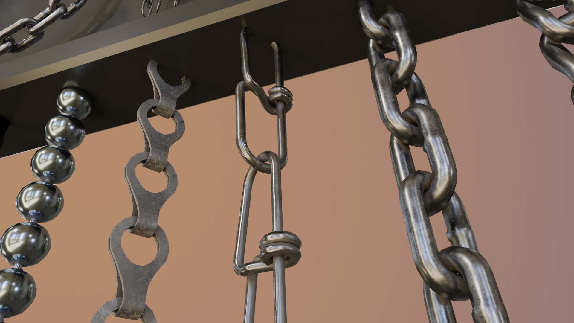 Chain Links - a set of seven different chains links Low-poly 3D model_11