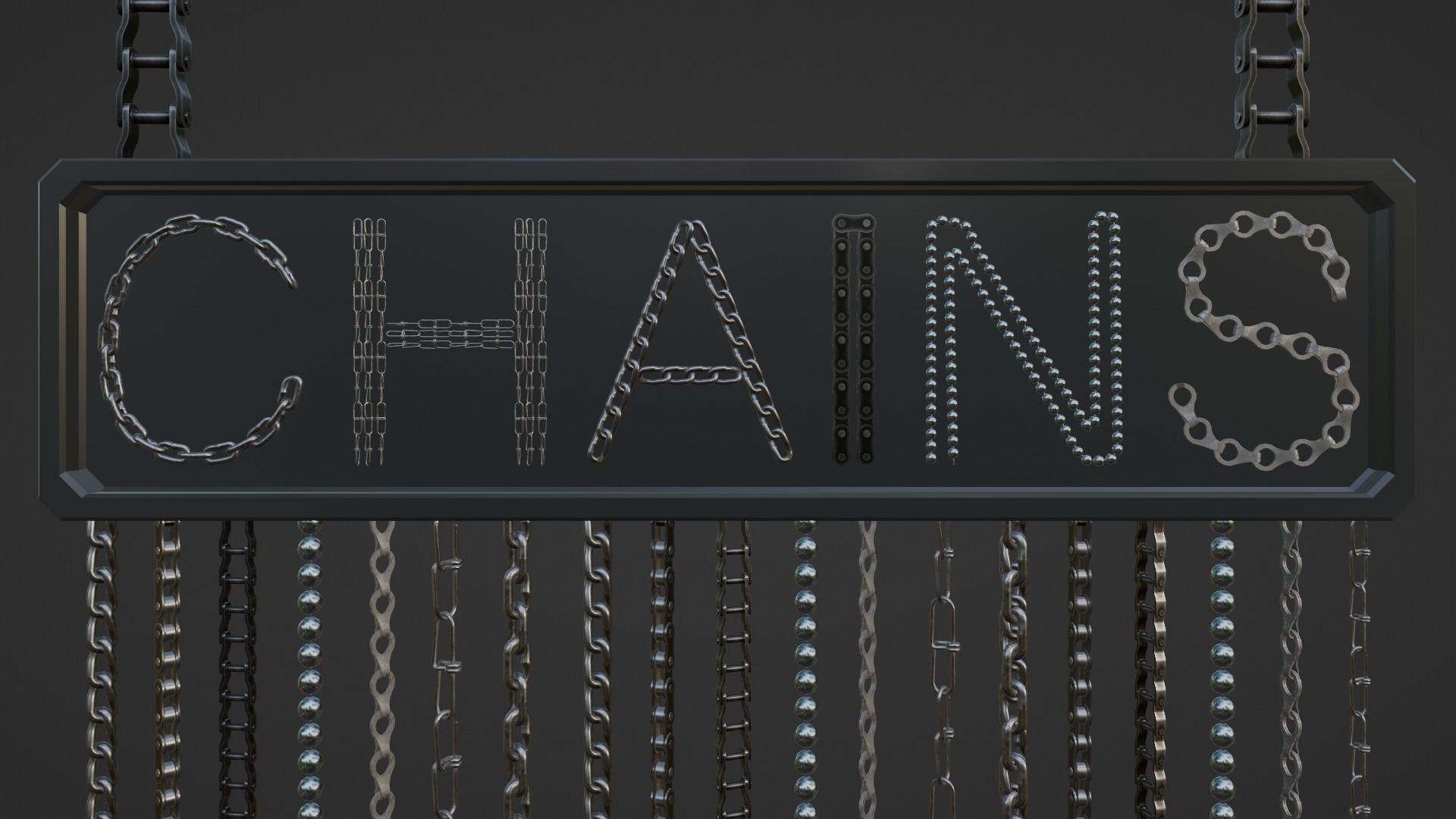 Chain Links - a set of seven different chains links Low-poly 3D model_18