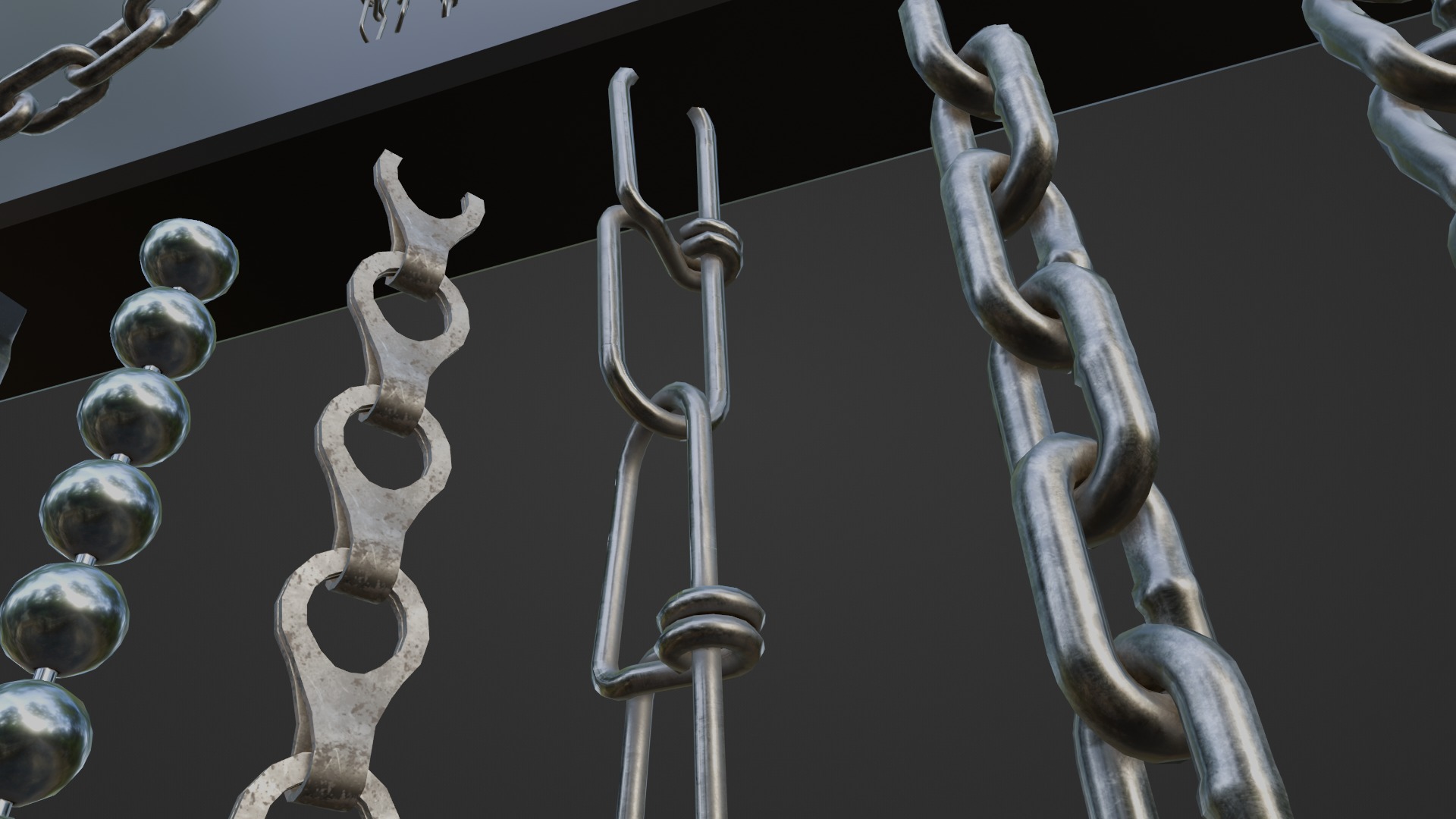 Chain Links - a set of seven different chains links Low-poly 3D model_27
