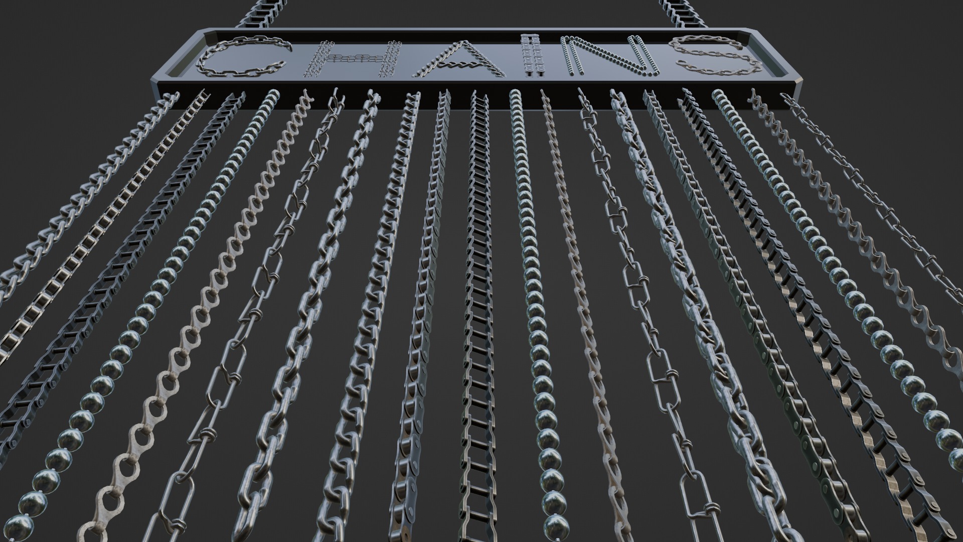 Chain Links - a set of seven different chains links Low-poly 3D model_32