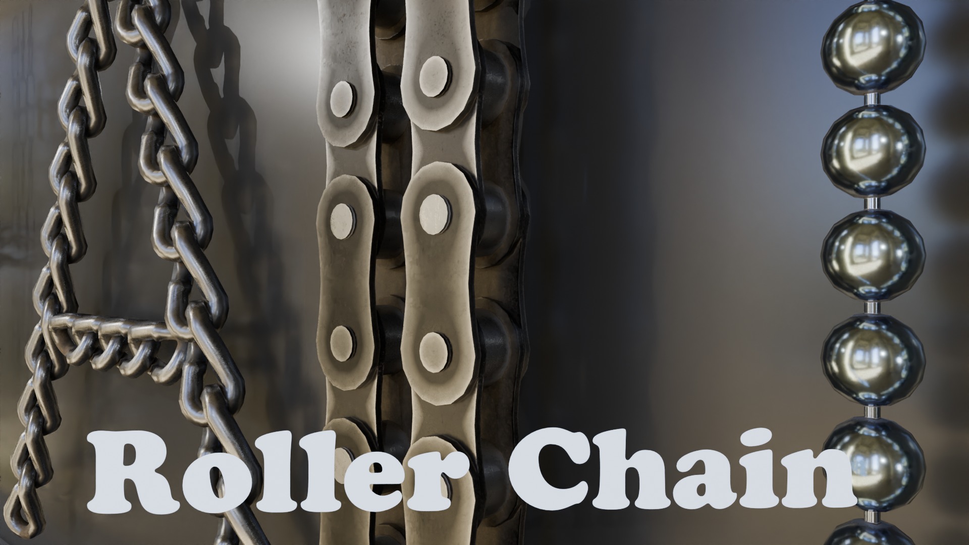 Chain Links - a set of seven different chains links Low-poly 3D model_6