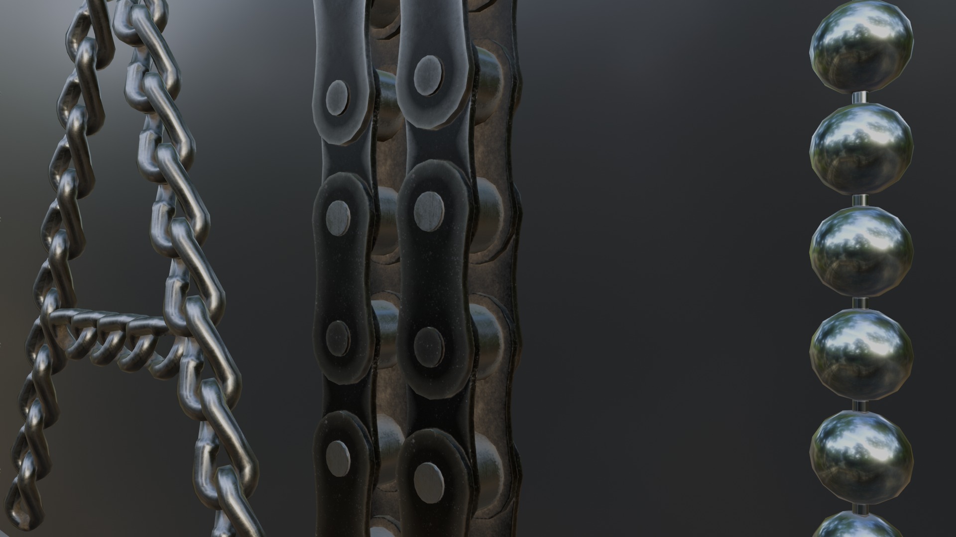 Chain Links - a set of seven different chains links Low-poly 3D model_22