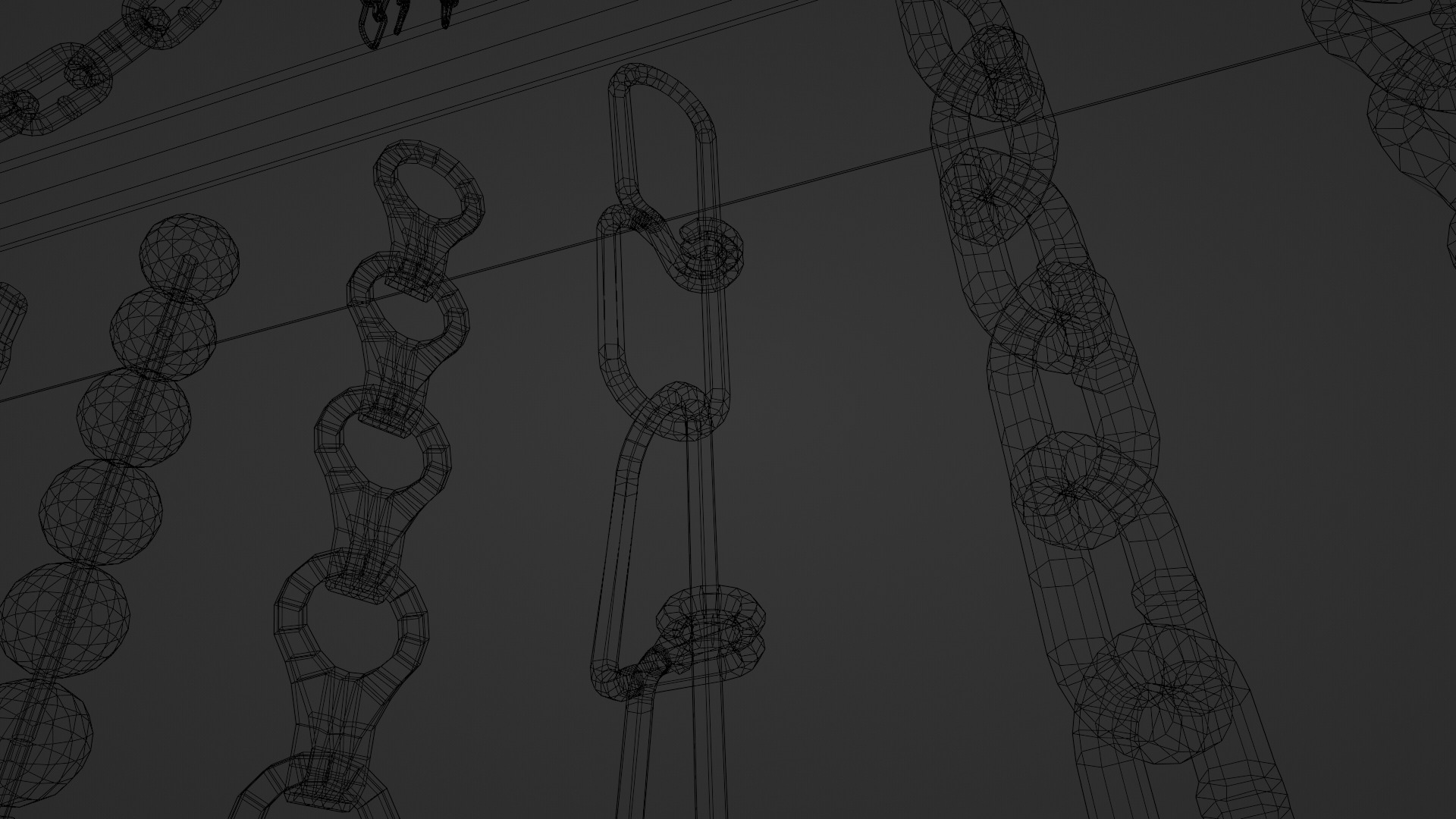 Chain Links - a set of seven different chains links Low-poly 3D model_57