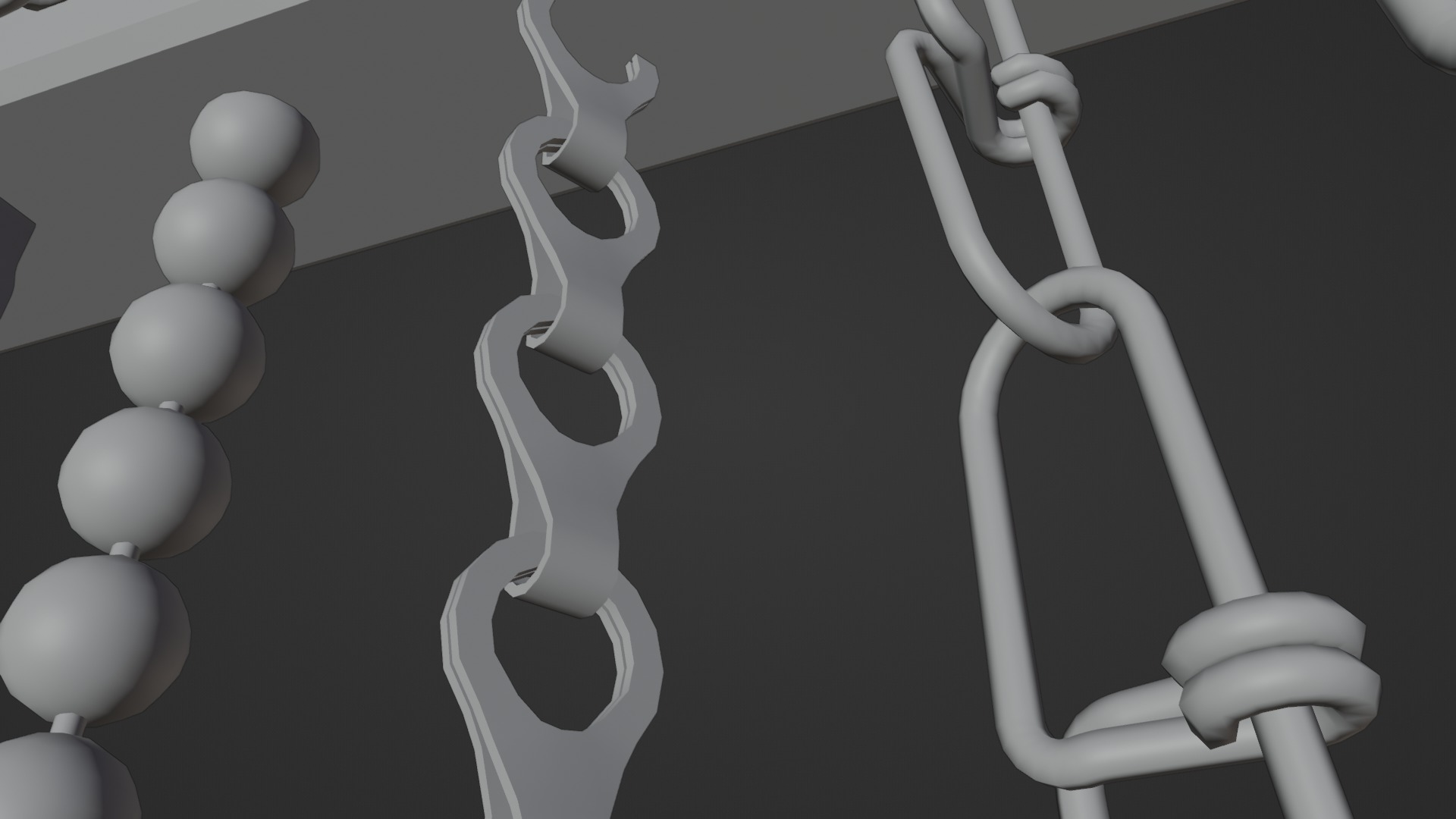Chain Links - a set of seven different chains links Low-poly 3D model_46