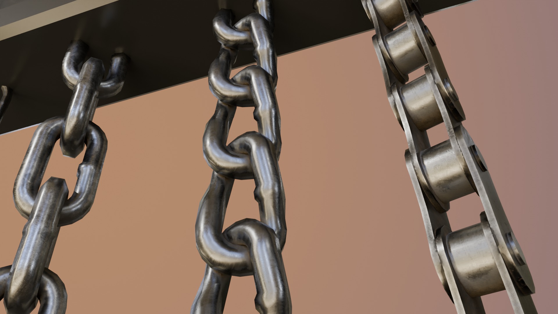 Chain Links - a set of seven different chains links Low-poly 3D model_12