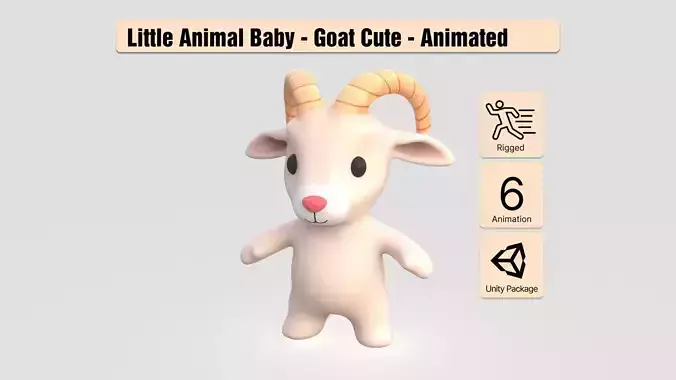 Little animal baby - Goat cute - Animated Low-poly 3D model