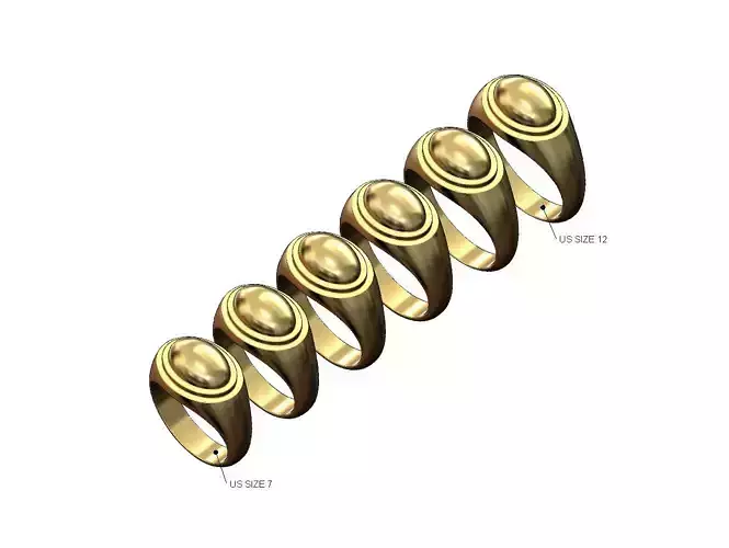 Dome landscape stepped oval signet ring miniset US sizes 7to12