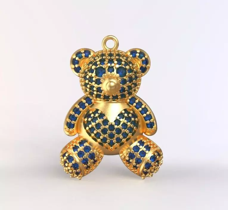 teddy pendant 3D print model_0