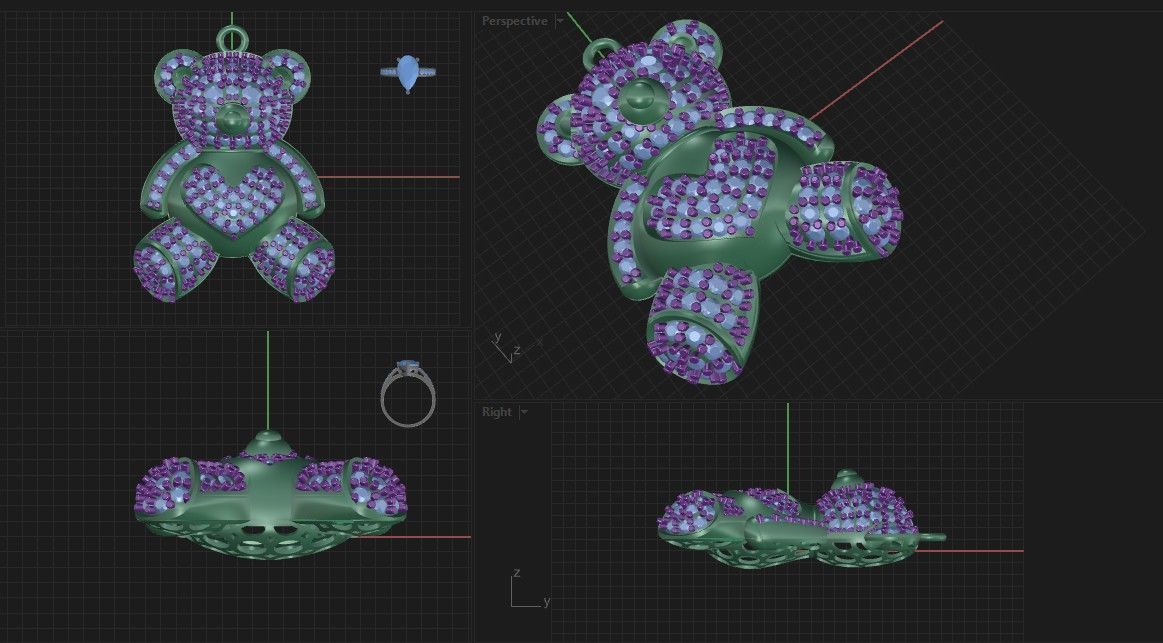 teddy pendant 3D print model_6