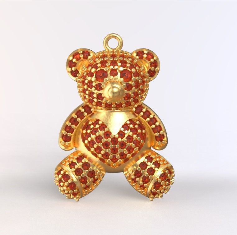 teddy pendant 3D print model_2