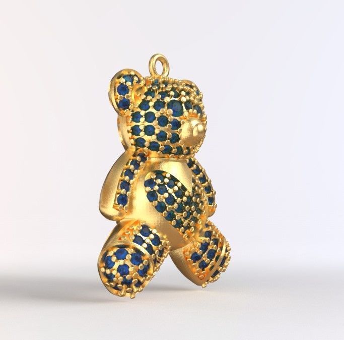 teddy pendant 3D print model_3