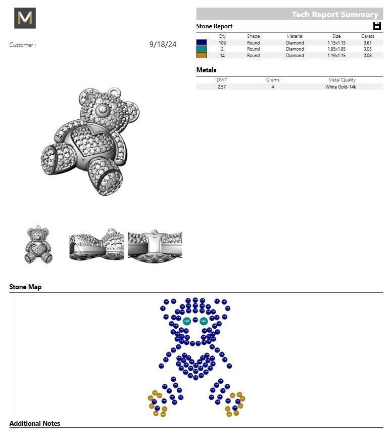 teddy pendant 3D print model_1