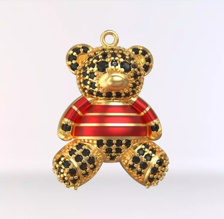 teddy pendant 3D print model_0