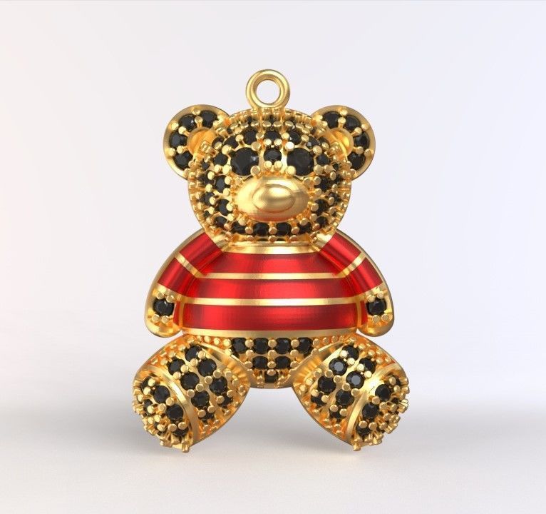 teddy pendant 3D print model_7