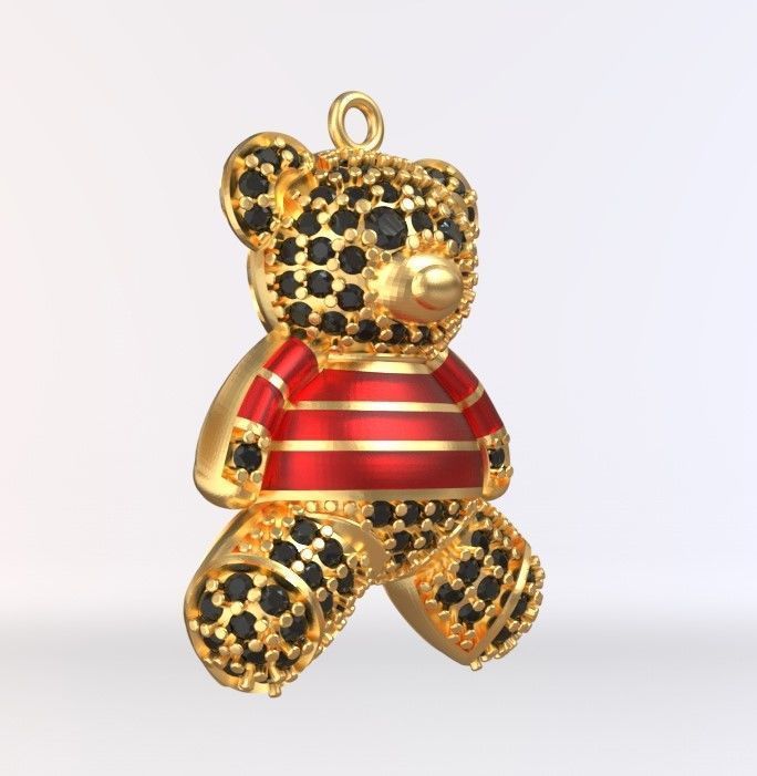 teddy pendant 3D print model_1