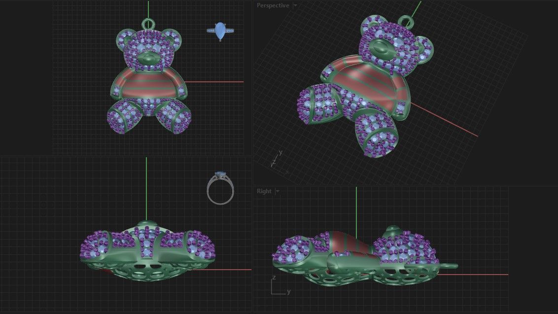teddy pendant 3D print model_2