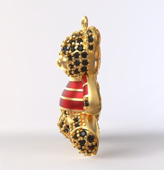 teddy pendant 3D print model_5