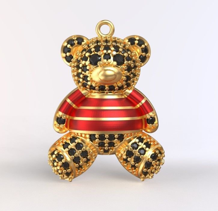 teddy pendant 3D print model_3