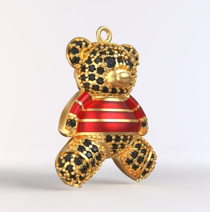 teddy pendant 3D print model_6