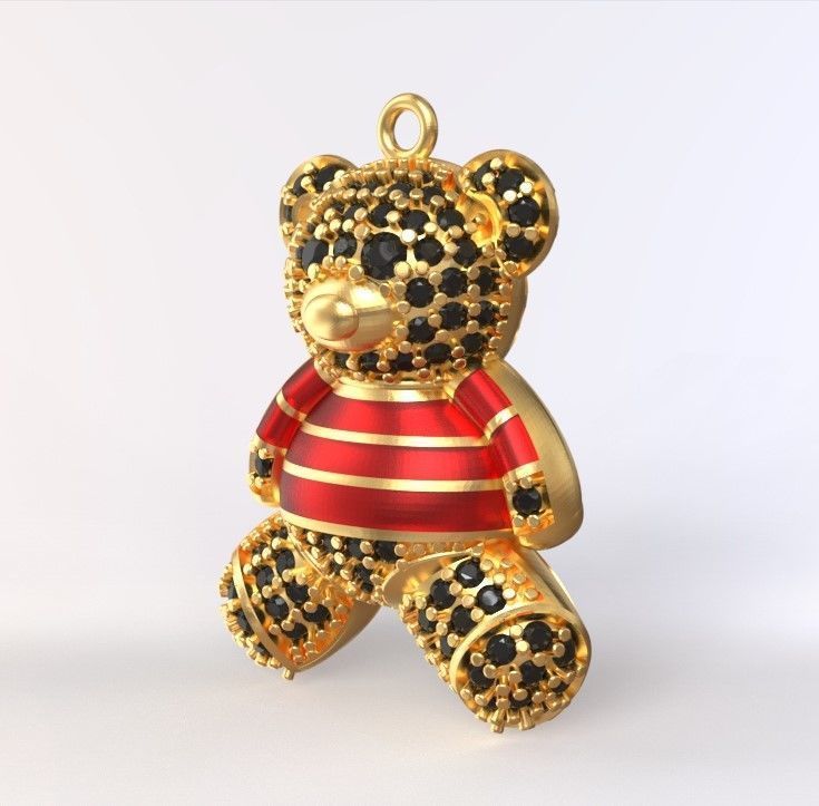 teddy pendant 3D print model_4