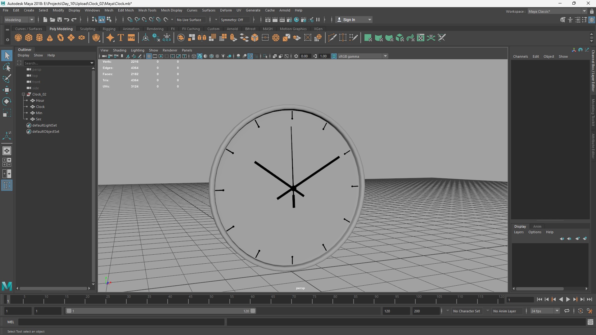 Wall Clock Low-poly 3D model_6