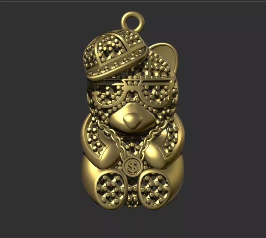 teddy pendant 3D print model_0