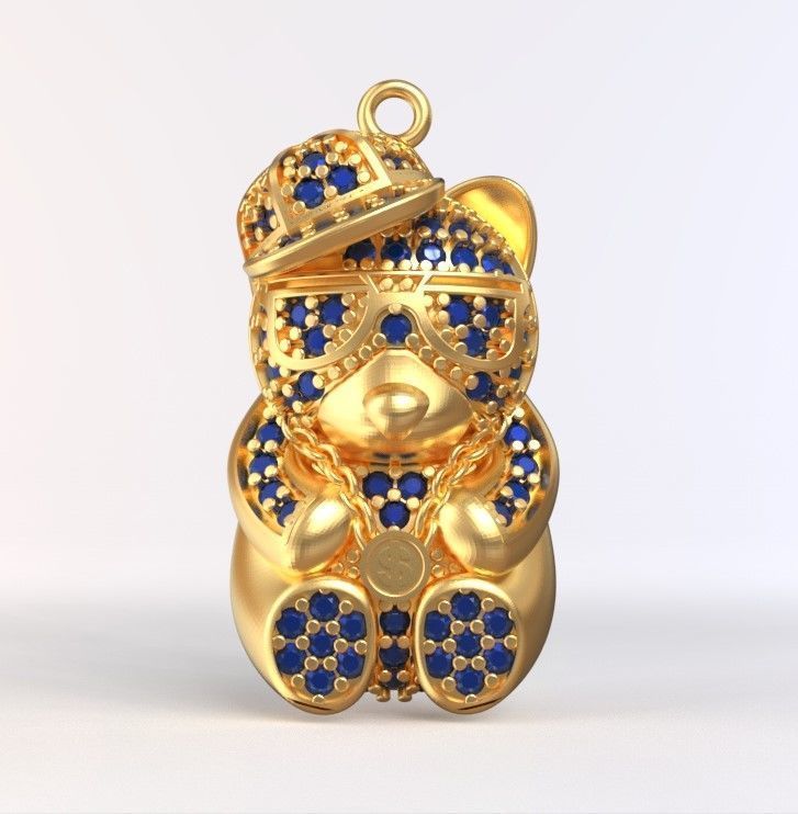 teddy pendant 3D print model_5