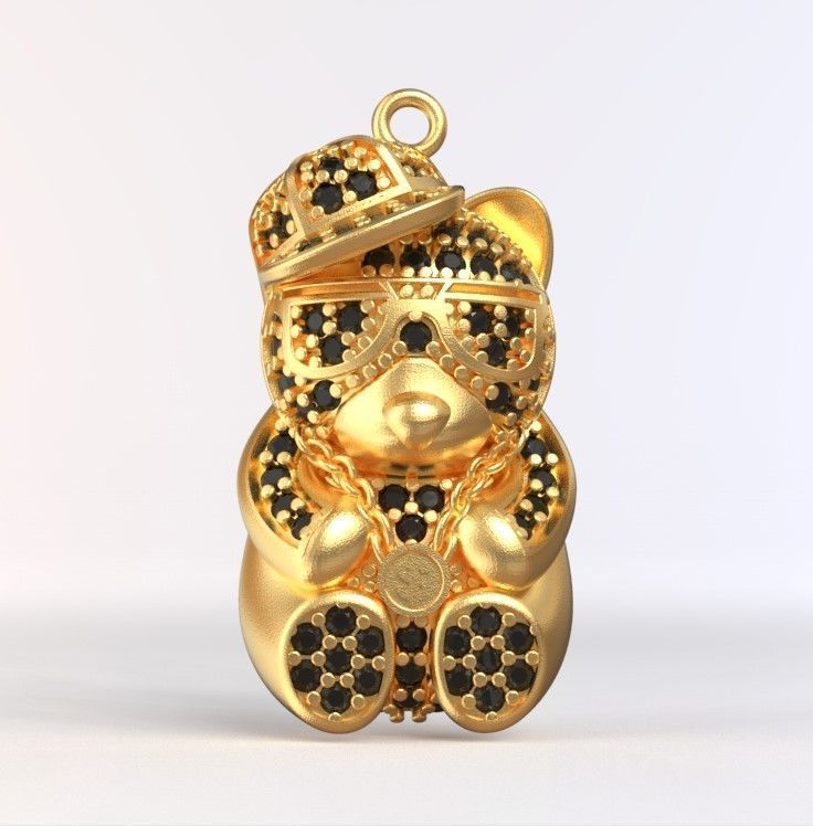 teddy pendant 3D print model_2