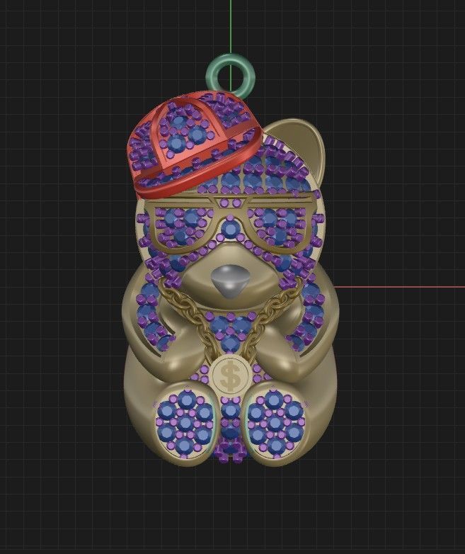 teddy pendant 3D print model_1