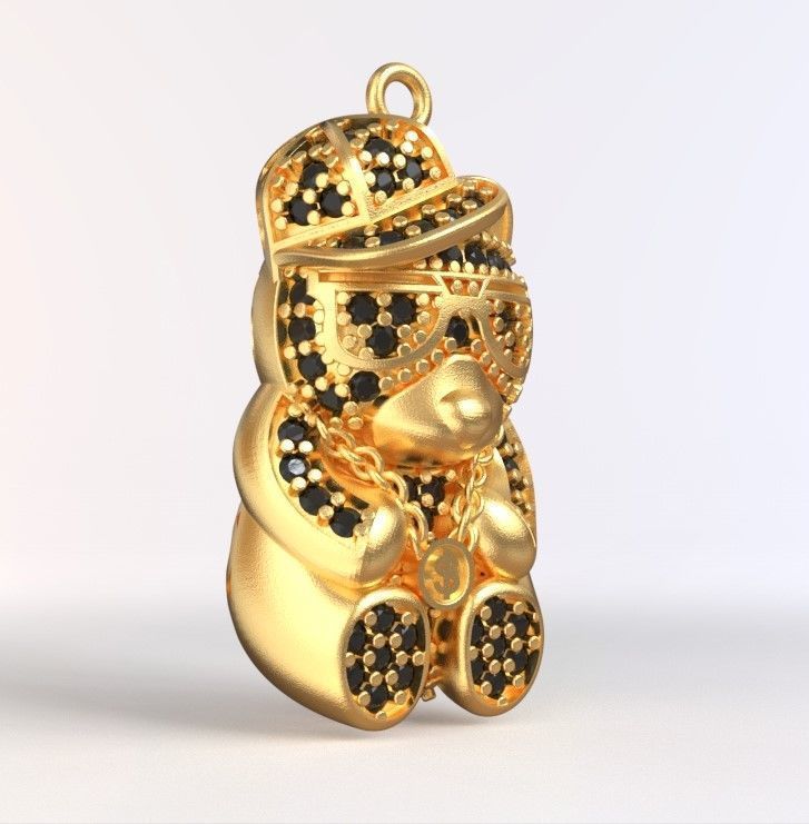 teddy pendant 3D print model_3