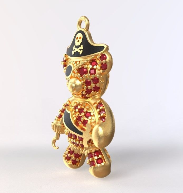teddy pendant 3D print model_6
