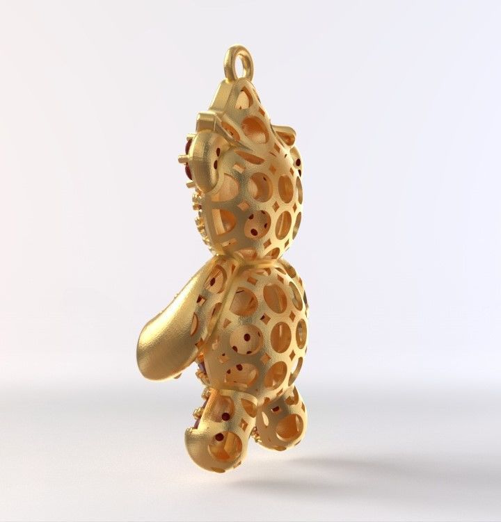 teddy pendant 3D print model_7