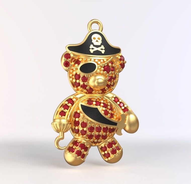 teddy pendant 3D print model_4