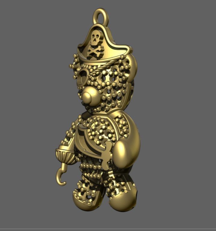 teddy pendant 3D print model_2