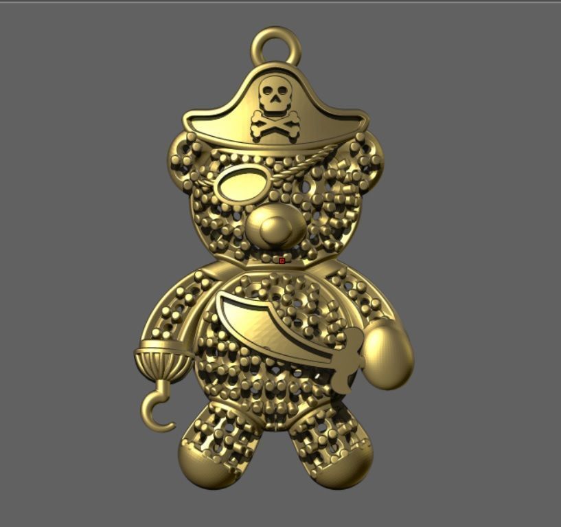 teddy pendant 3D print model_1