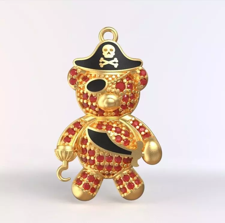 teddy pendant 3D print model_0