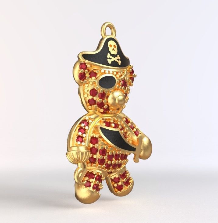 teddy pendant 3D print model_5