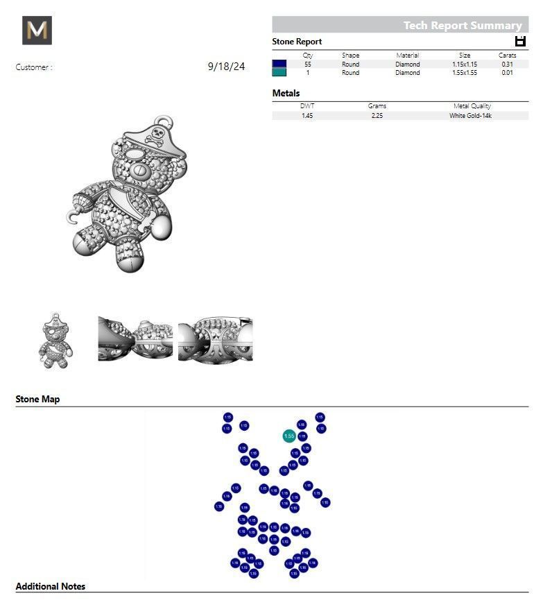 teddy pendant 3D print model_3