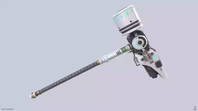 Scifi hammer Low-poly 3D model