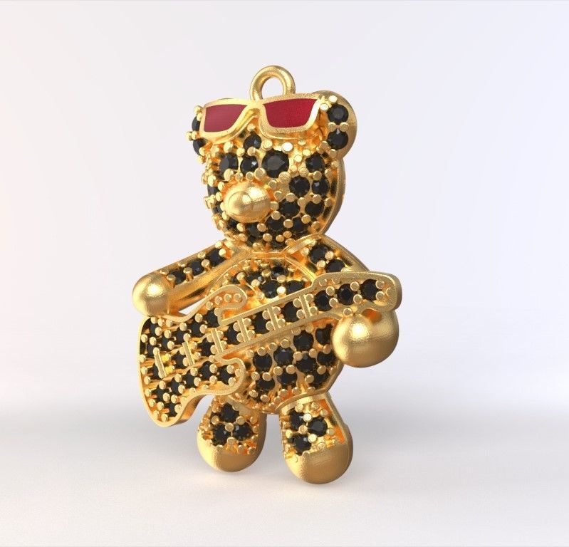 teddy pendant 3D print model_3