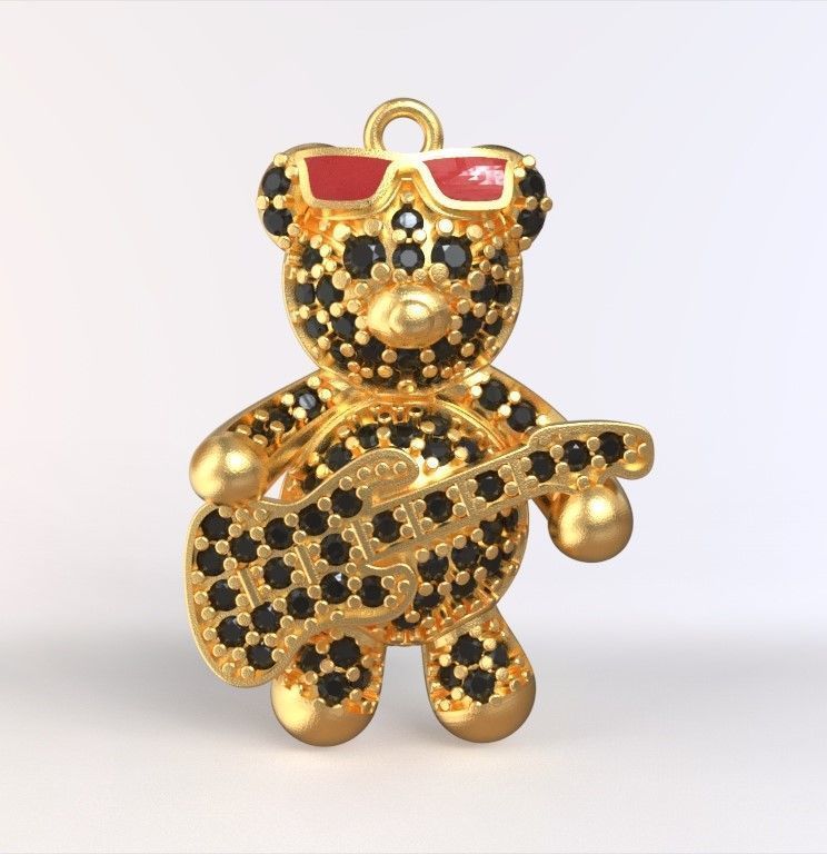 teddy pendant 3D print model_2