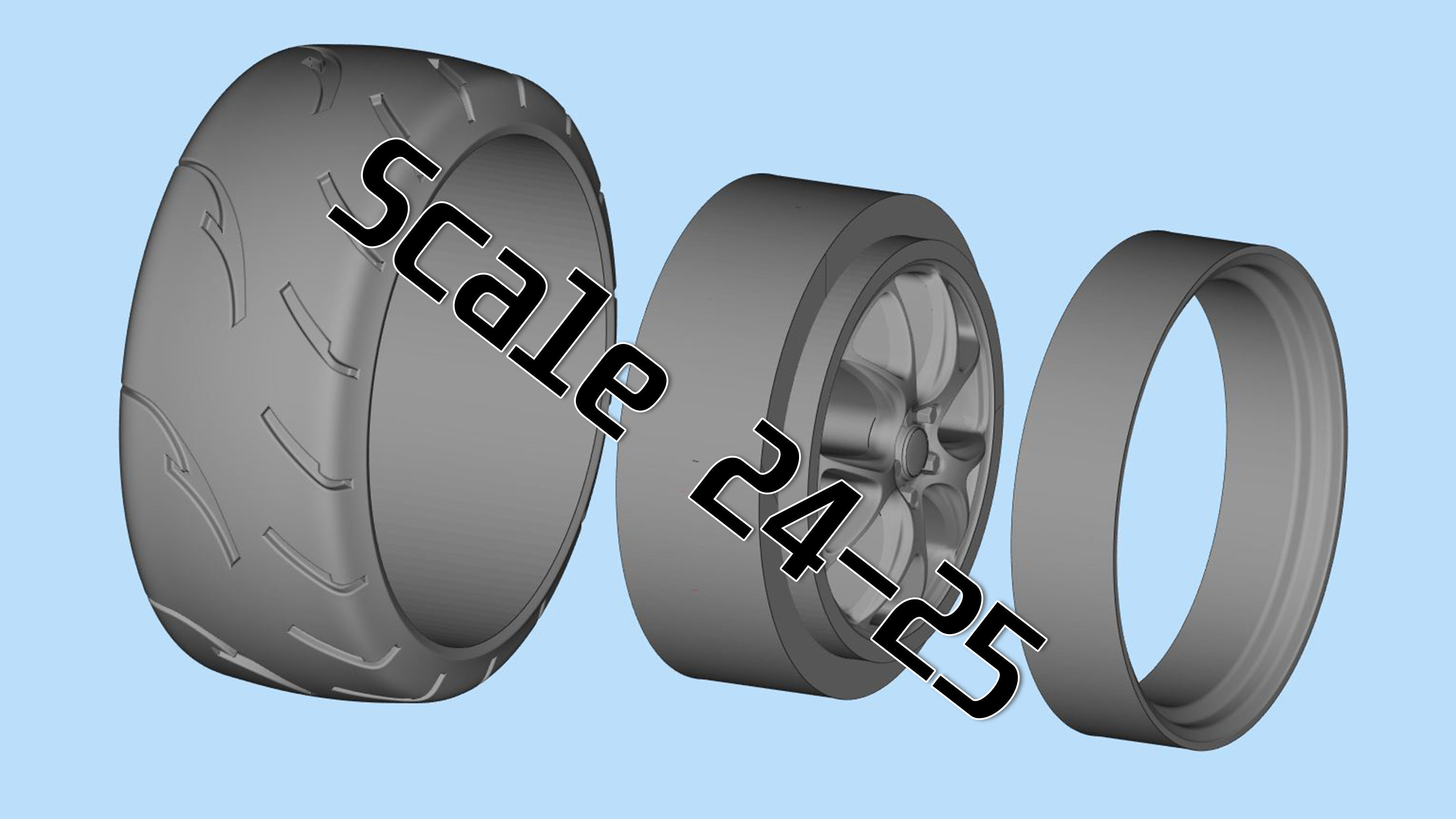3d printed car parts Tire Rims Wheels set for scale car 3D print model_8