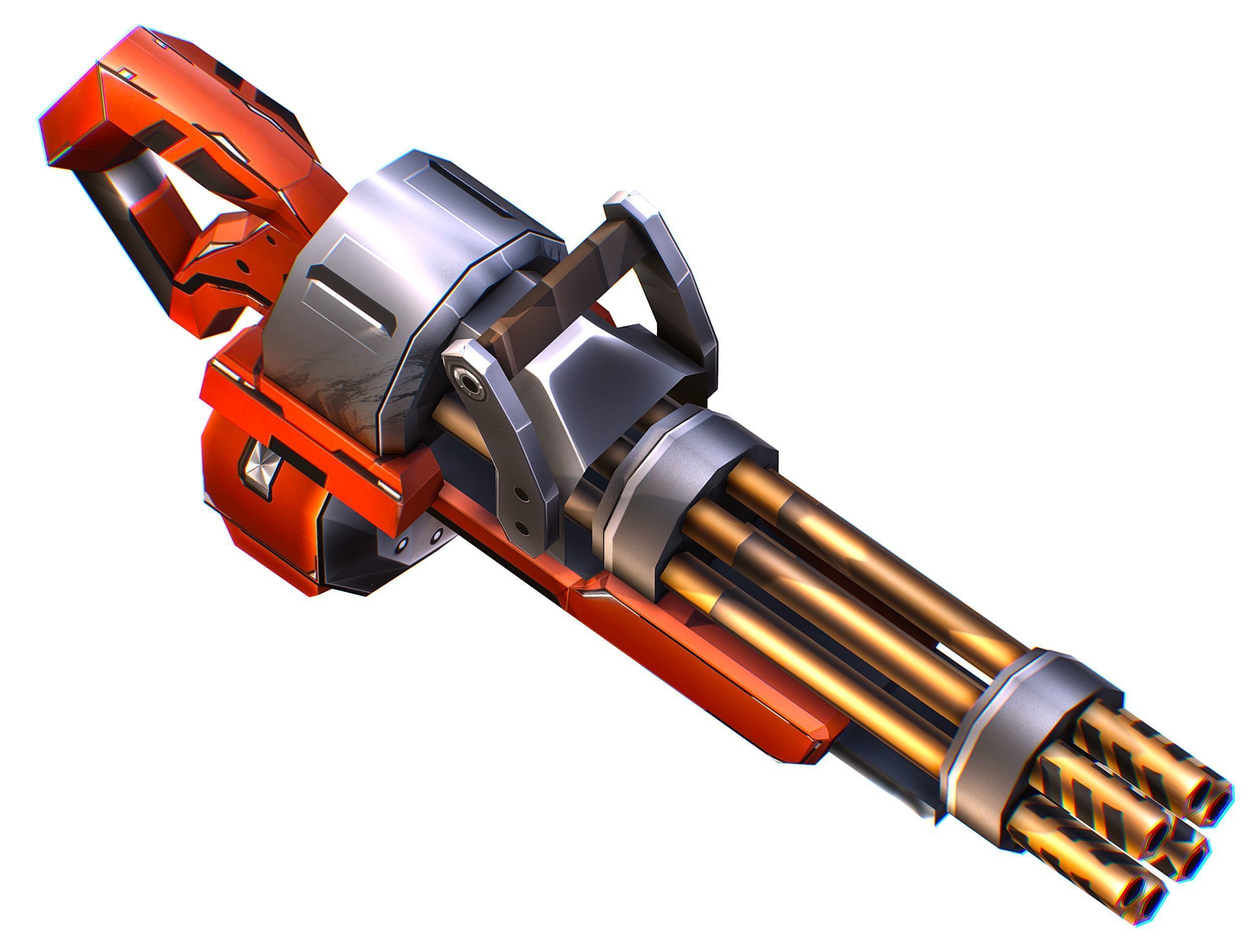 LowPoly Sci-Fi Assault Heavy Machne Gun Low-poly 3D model_17