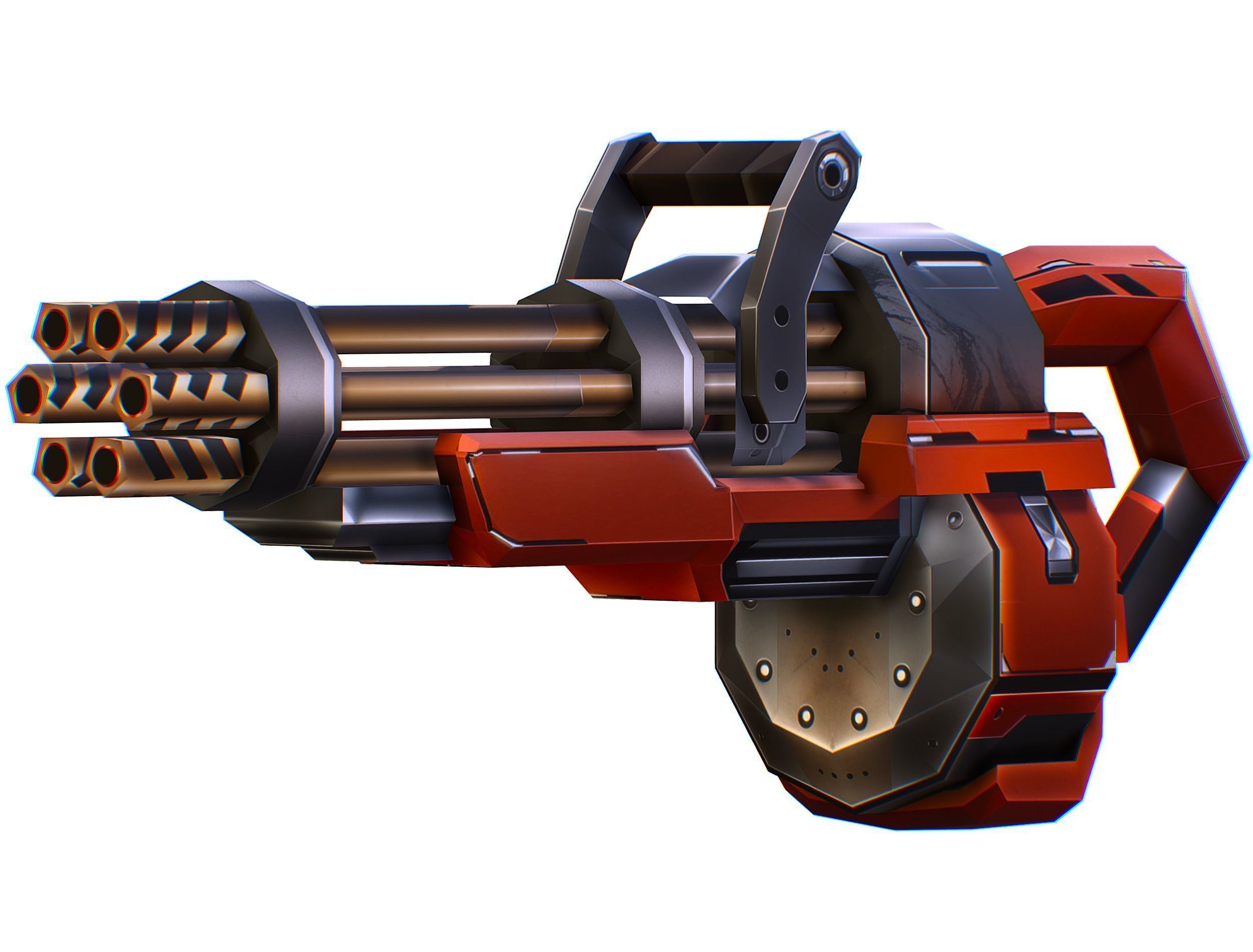 LowPoly Sci-Fi Assault Heavy Machne Gun Low-poly 3D model_6