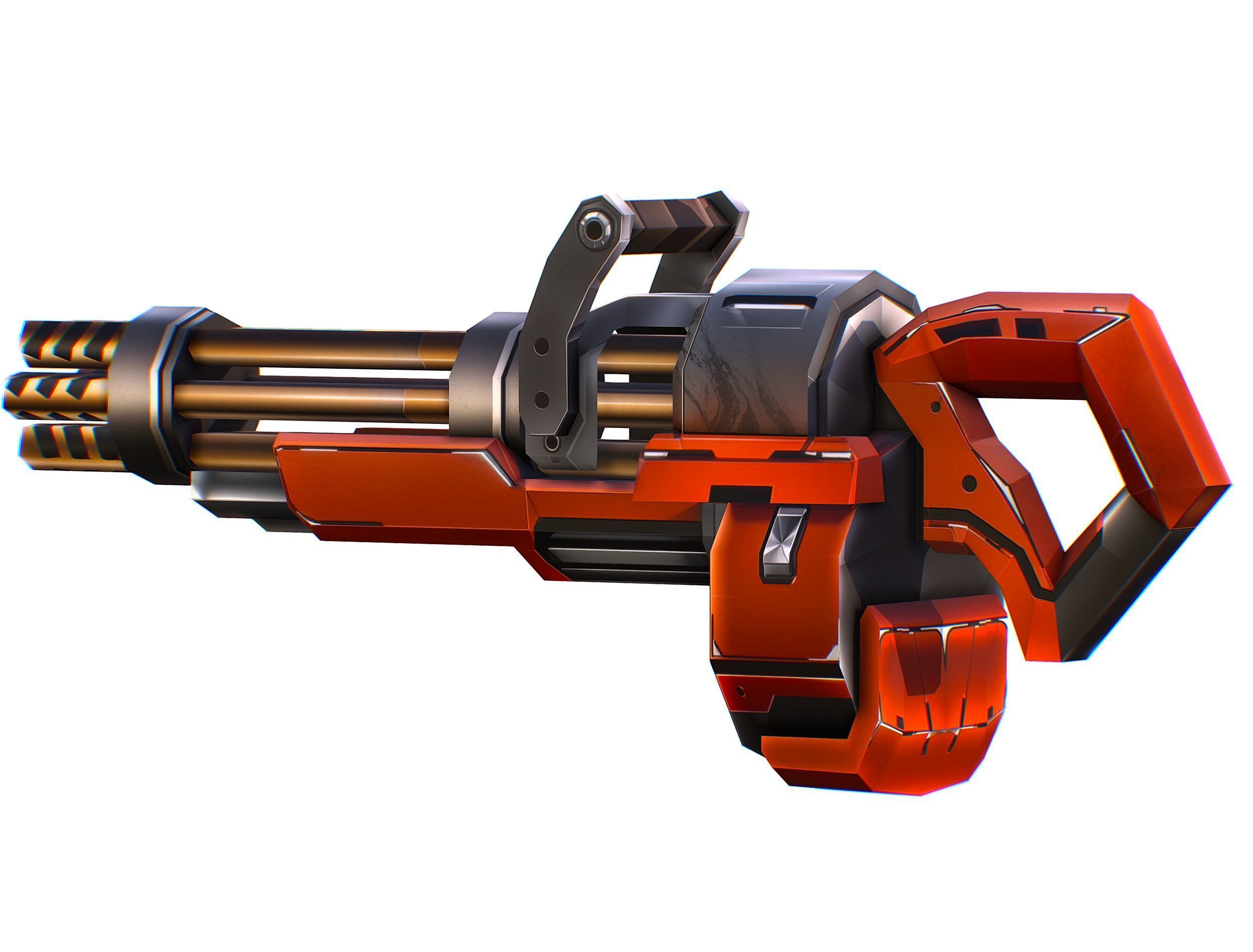 LowPoly Sci-Fi Assault Heavy Machne Gun Low-poly 3D model_9