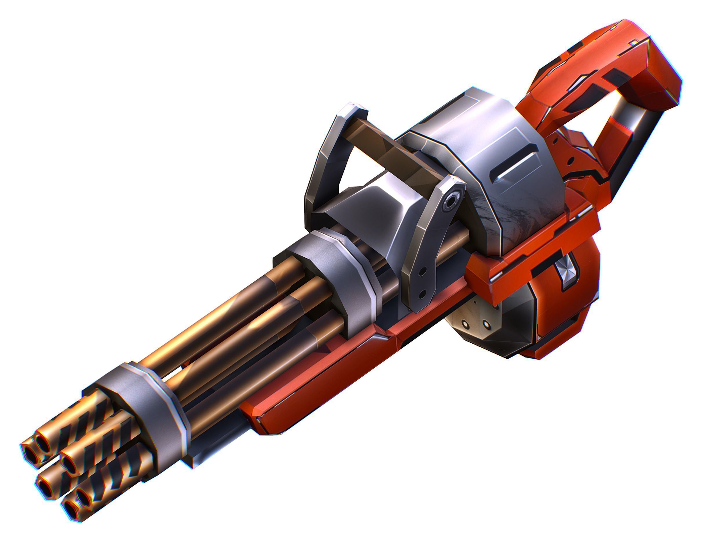 LowPoly Sci-Fi Assault Heavy Machne Gun Low-poly 3D model_18