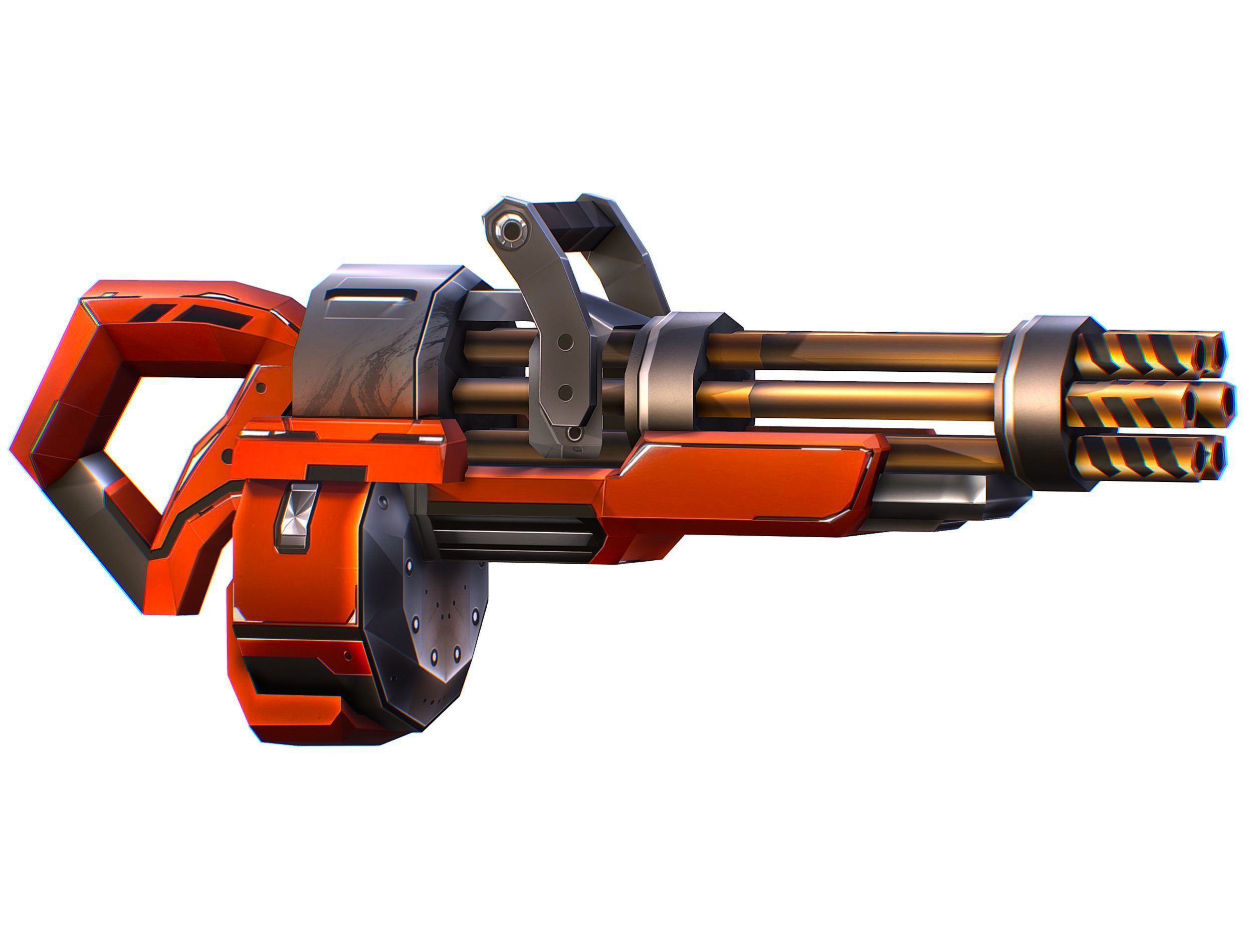 LowPoly Sci-Fi Assault Heavy Machne Gun Low-poly 3D model_16