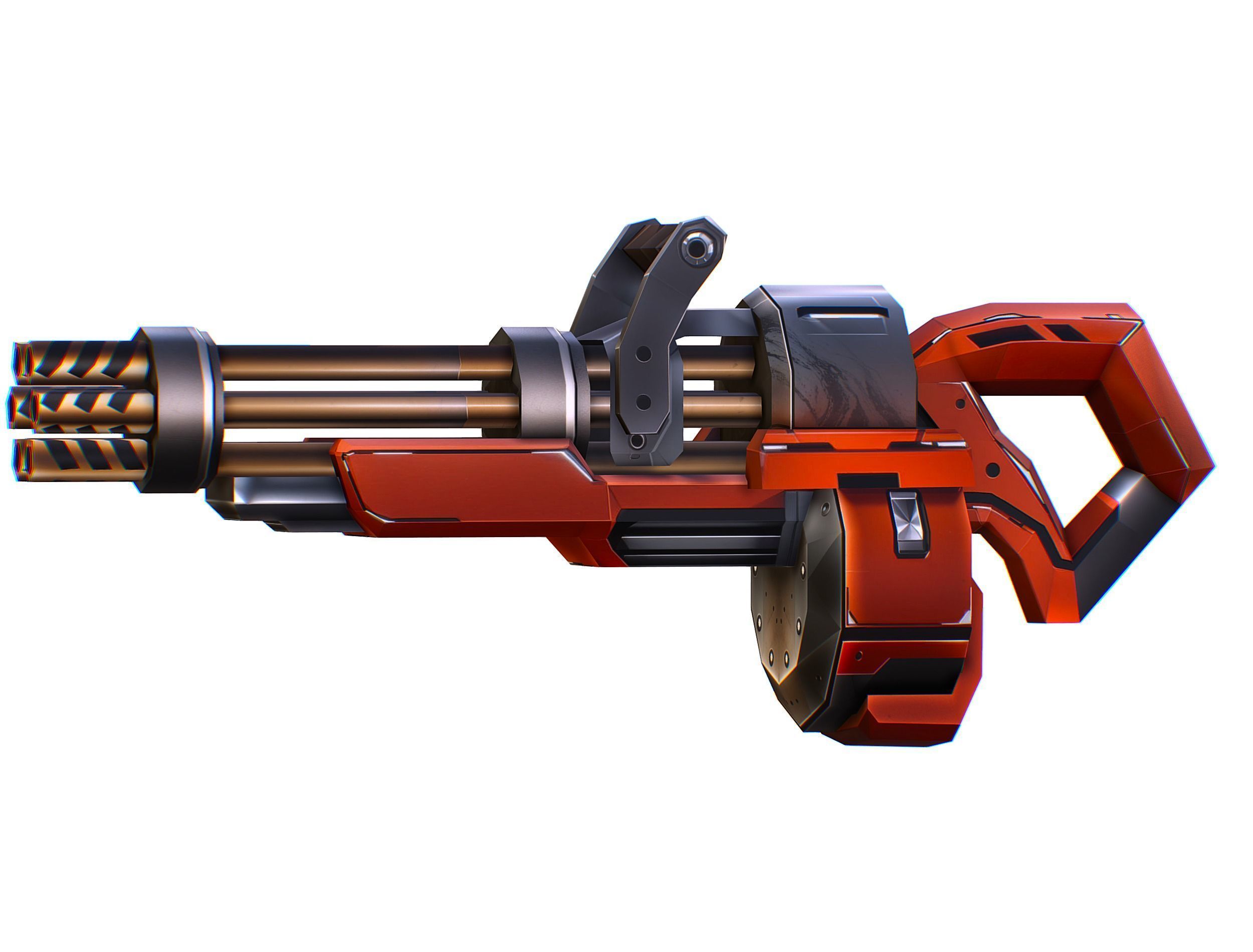 LowPoly Sci-Fi Assault Heavy Machne Gun Low-poly 3D model_7