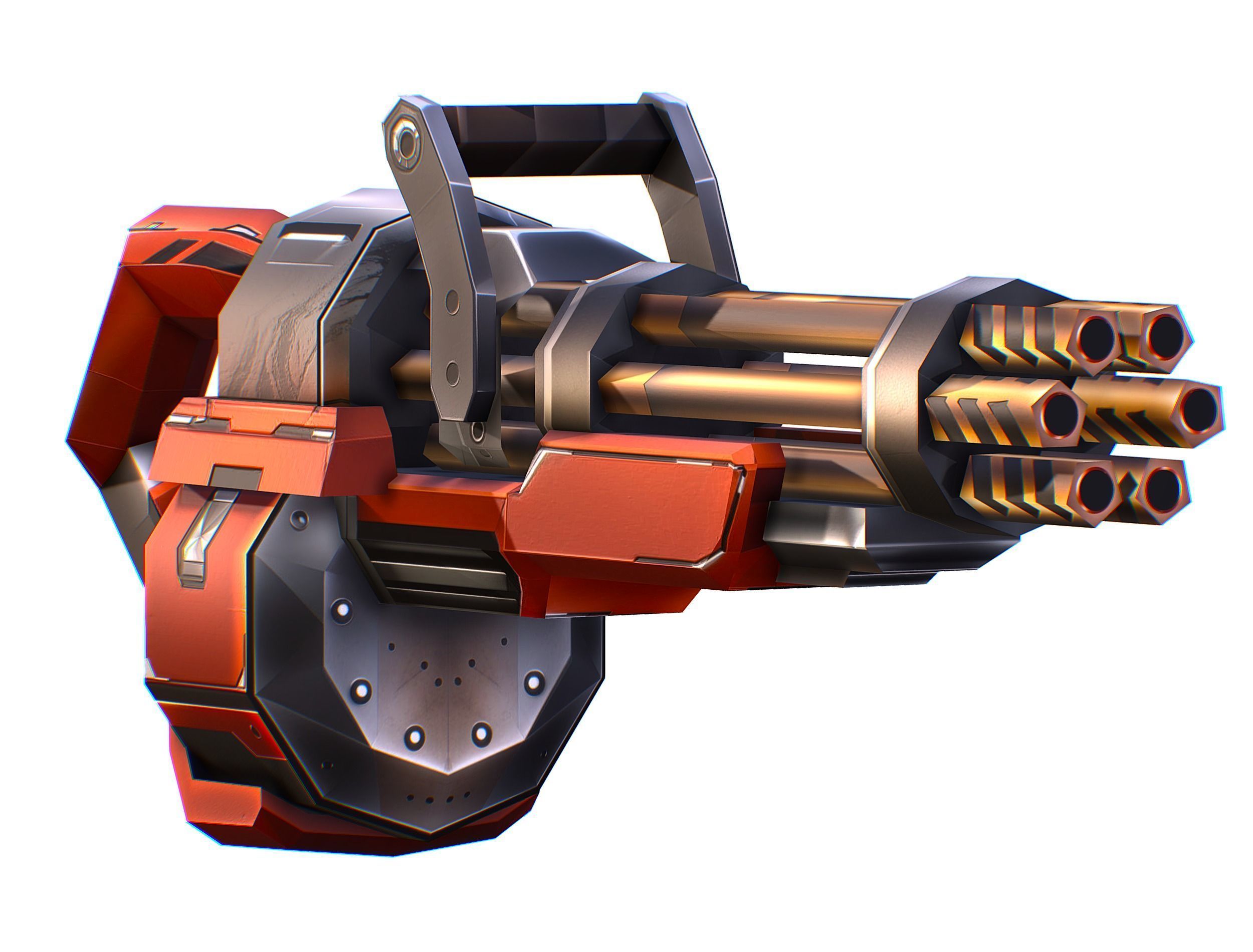 LowPoly Sci-Fi Assault Heavy Machne Gun Low-poly 3D model_1