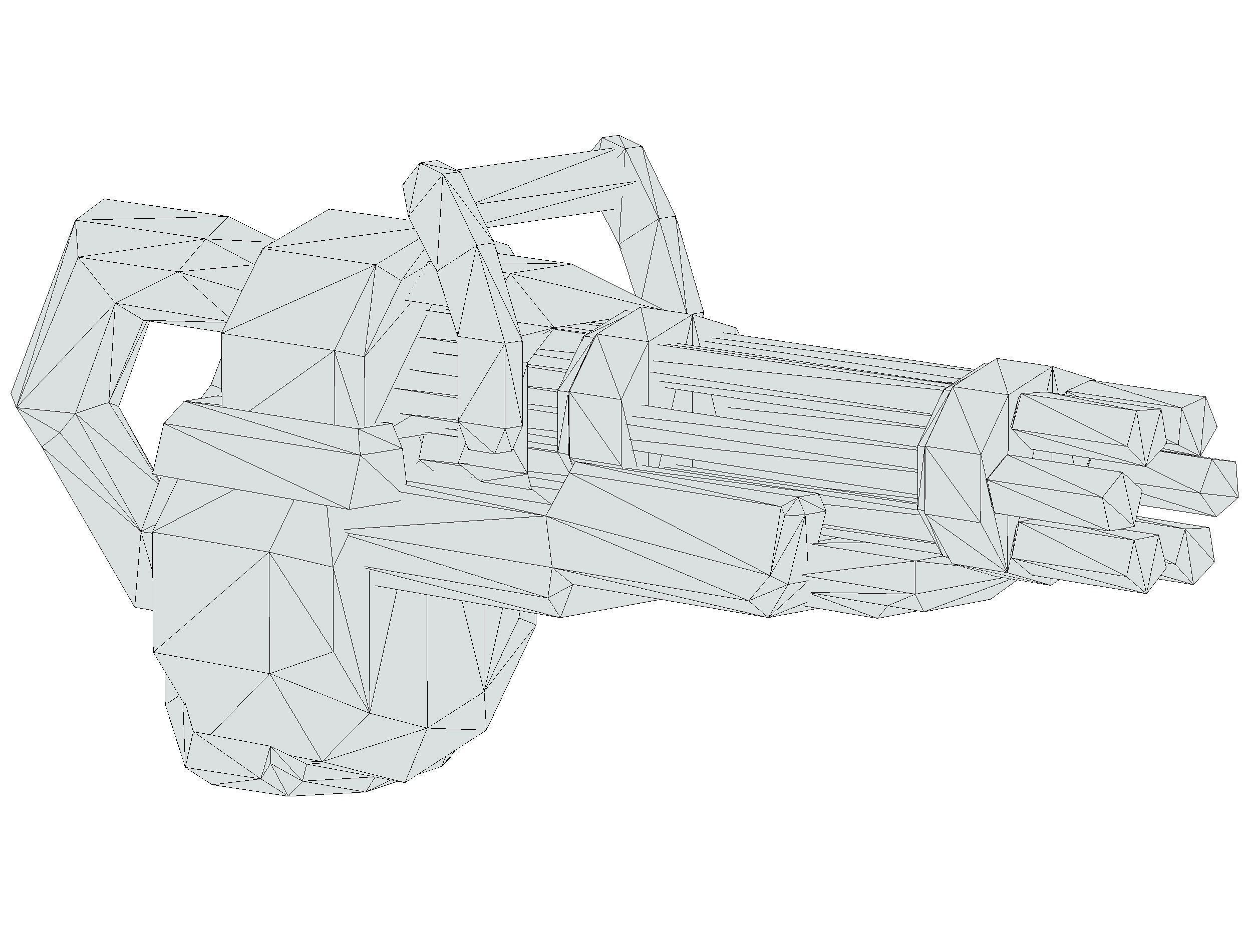 LowPoly Sci-Fi Assault Heavy Machne Gun Low-poly 3D model_32